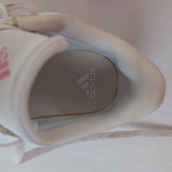 Adidas VL Court 3.0 Skateboard Lace-Up Leather Sneakers Big Girl 5 White Pink - Picture 6 of 16